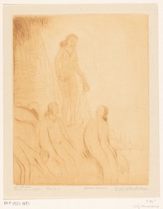 ベナレスのガンジス川のほとりで入浴する少女たち お風呂の女の子（原題） 作： Wijnand Otto Jan Nieuwenkamp (signed by artist)