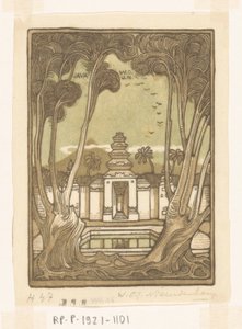 Java のジョグジャカルタの墓地 ジャワ島ハイレ墓地（原題） 作： Wijnand Otto Jan Nieuwenkamp (signed by artist)