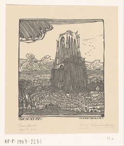 バベルの塔の建設 タワー建設（原題） 作： Wijnand Otto Jan Nieuwenkamp (signed by artist)