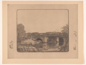 バタビアのブルグ Aan de Kali Besar te Batavia (原題) 作： Wijnand Otto Jan Nieuwenkamp (signed by artist)