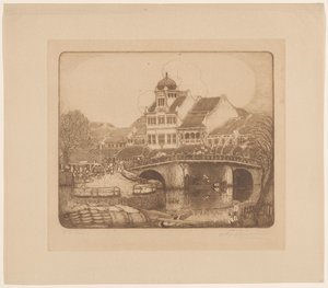 Sluyters & Co. という会社のオフィスビル。 カリ・ベサール・バタヴィア（原題） 作： Wijnand Otto Jan Nieuwenkamp (signed by artist)