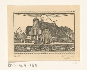 エダムの運河沿いにある木製のファサードのある家 エダムの家（原題） 作： Wijnand Otto Jan Nieuwenkamp (signed by artist)