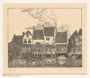 エンクハイゼン港の家々 エンクホイゼンの港（原題） 作： Wijnand Otto Jan Nieuwenkamp (signed by artist)
