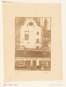 ハールレムの旧グルンマルクトにあるシント・バヴォーケルクに面した家々 St. Bavo, Haarlem (原題) 作： Wijnand Otto Jan Nieuwenkamp (signed by artist)