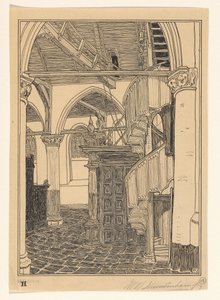 ホールンの Noorderkerk の内部 作： Wijnand Otto Jan Nieuwenkamp (signed by artist)