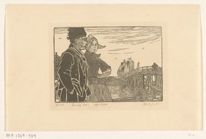 フォーレンダムの伝統衣装を着た男女 夫婦（原題） 作： Wijnand Otto Jan Nieuwenkamp (signed by artist)