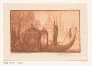 ベナレスのガンジス川の遊覧船 スペレヴァレン、ベナレス (原題) 作： Wijnand Otto Jan Nieuwenkamp (signed by artist)