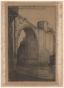 トレドのターグに架かるアルカンタラ橋 トレド、古い橋から (原題) 作： Wijnand Otto Jan Nieuwenkamp (signed by artist)