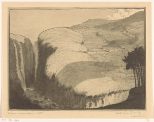 バリ島のギャニャールにある 2 つの滝 二つの滝 (原題) 作： Wijnand Otto Jan Nieuwenkamp (signed by artist)