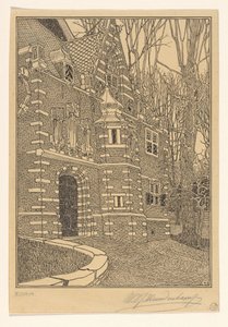 Edam の Grote または Sint-Nicolaaskerk の南門 作： Wijnand Otto Jan Nieuwenkamp (signed by artist)