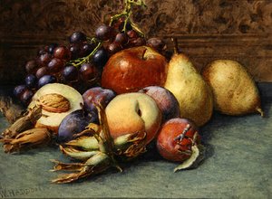 果実の静物画（水彩・紙） 作： Wilberforce Haddon
