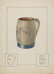 土製のビアマグ、1938年頃。 作： Wilbur M Rice