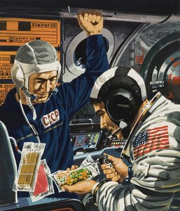 宇宙のディナー（紙にグワッシュ）