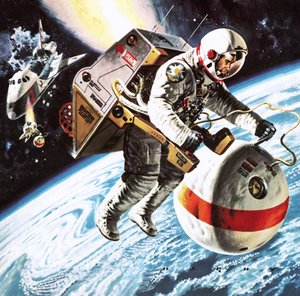 1976年に想像された宇宙での「救命ボート 作： ウィルフ (20 世紀) ハーディ