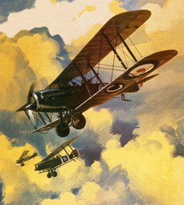 ドイツ軍浮遊船団の脅威に立ち向かう英国飛行隊の兵士たち 作： ウィルフ (20 世紀) ハーディ