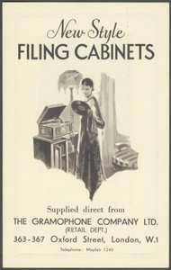 グラモフォン社のファイリング キャビネット、1920 年代 作： Wilfred Fryer, Curtis Advertising Agency