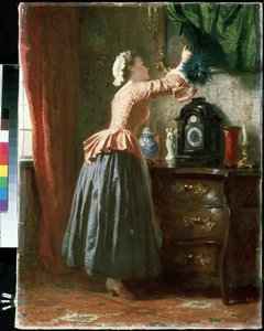 ""La femme de chambre"" (メイド) Peinture de Wilhelm August Amberg (1822-1899) Mikhail Kroshitsky Art Museum, Sevastopol (Sebastopol) ウクライナ 作： Wilhelm Amberg