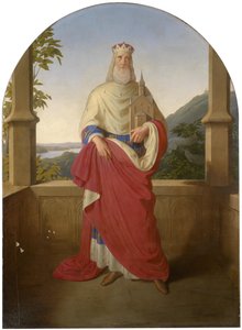 Bogdan Mandic, ou Frere Leopold dit Leopold de Castelnuovo - Saint Leopold devant le Danube et la montagne Leopoldsberg - ドナウ川の景色の前にいる聖レオポルドと背景にあるレオポルドスベルク、Rieder, Wilhelm August (1796-1880)作。油彩・キャンバス 作： Wilhelm August Rieder