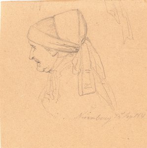 老婆の頭。 左のプロフィール 作： Wilhelm Bendz
