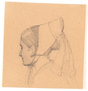若い女性の頭。 左のプロフィール 作： Wilhelm Bendz