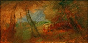 牛と秋の森の牧草地 作： Wilhelm Busch