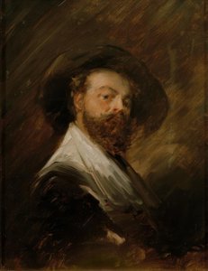 オランダの伝統的な衣装を着た自画像 作： Wilhelm Busch