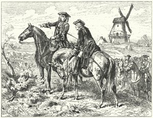 マプラケットの戦いでのマールボロ公爵とサヴォイのユージン王子 作： Wilhelm Camphausen