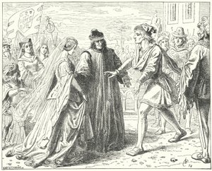 神聖ローマ皇帝フリードリッヒ3世、婚約者のポルトガル人エレノアとシエナで対面 作： Wilhelm Camphausen