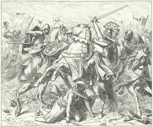 反乱軍のシュヴァーベン公ルドルフがエルスターの戦いで瀕死の重傷を負う 作： Wilhelm Camphausen
