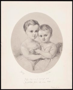 孫娘のファニーとセシルヘンゼル、1860年頃。 作： Wilhelm Hensel