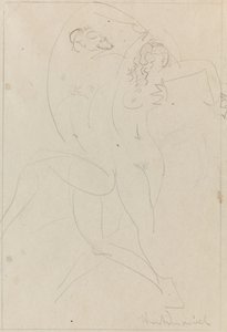 ニンフとサテュロス, c.1915 (紙にグラファイト) 作： Wilhelm Hunt Diederich