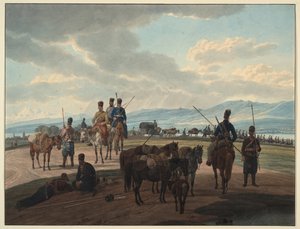 1804 年 3 月のロシアのコサック 作： Wilhelm Kobell Ritter von