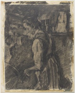 台所で若い女性 作： Wilhelm Maria Hubertus Leibl