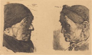 肖像画, の, a, 年老いた, 農婦, 横顔, へ, 右, そして, 農夫, 女, ∥で∥, 閉じられた, 目