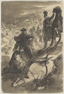 リニーの戦いでのブルッチャーの陥落 作： Wilhelm Lindenschmit der Jüngere
