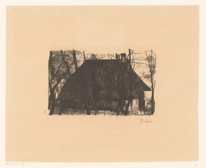 裸の木に囲まれた農場 作： Wilhelm Maria Hubertus Leibl (signed by artist)