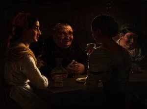 二人の若い娘と戯れる修道院長 作： ウィルヘルム・マーストランド