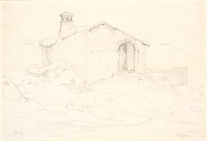 小屋のある山の風景 作： Wilhelm Marstrand