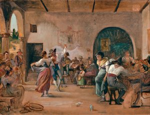 オステリアのダンス 1860年頃 油彩・カード