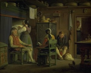 求婚者の母親が息子の訴訟を弁護する 作： Wilhelm Marstrand