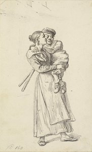 女性は足の不自由な人を運ぶ 作： Wilhelm Marstrand