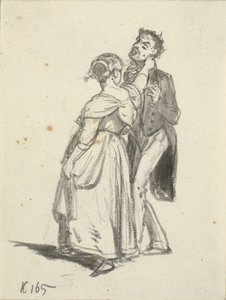 女の子が男の耳を引っ張る 作： Wilhelm Marstrand