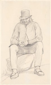 石の上に座っている古いスウェーデンの農夫 作： Wilhelm Marstrand