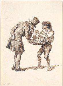 イタリアのオレンジの売り手と重要な顧客 作： Wilhelm Marstrand