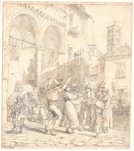 広場でイタリアのストリート ミュージシャン 作： Wilhelm Marstrand