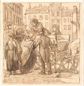 女性たちはHanserpladsの馬車に乗り込みます 作： Wilhelm Marstrand