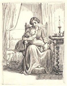 授乳中の子供を持つ母親、th. 点灯した光 作： Wilhelm Marstrand