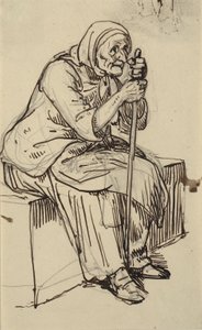 座っている老婆 作： Wilhelm Marstrand
