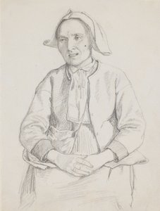 座っているスウェーデン人女性、ニーピース 作： Wilhelm Marstrand
