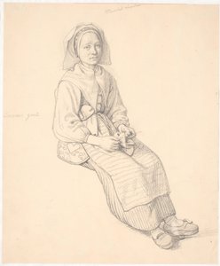 ニットウェアを着て座っているスウェーデン人女性 作： Wilhelm Marstrand